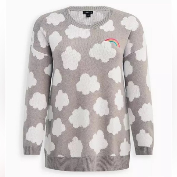 Torrid Plus Size Pullover Drop Shoulder Tunic Sweater Cloud and Rainbow EUC - Picture 3 of 6